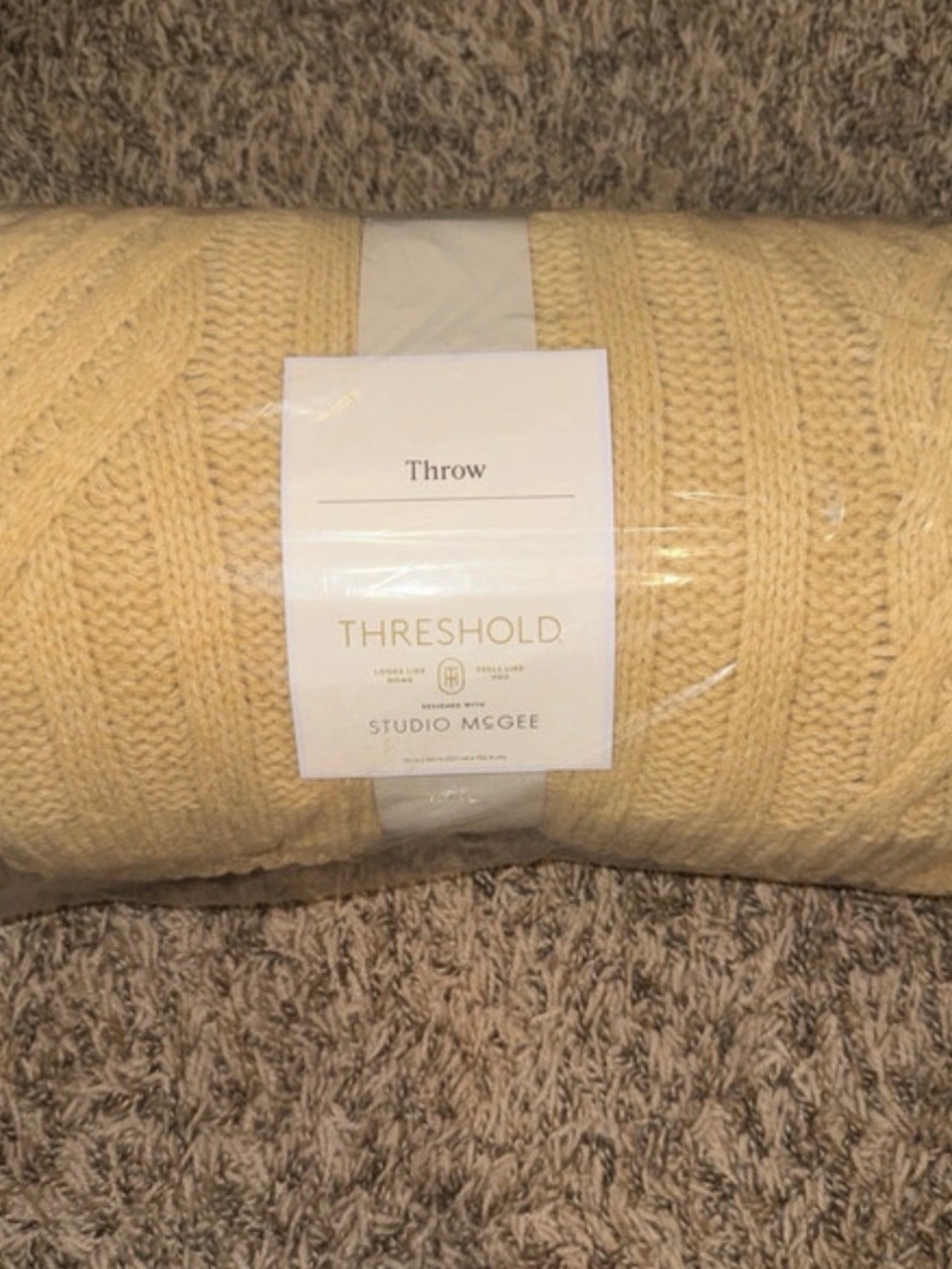 Threshold Cream Cable Knit Throw Blanket
